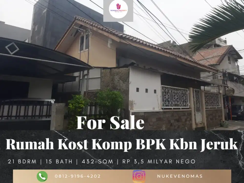 Dijual Rumah kost Komplek BPK Full Furnished 3 Lantai