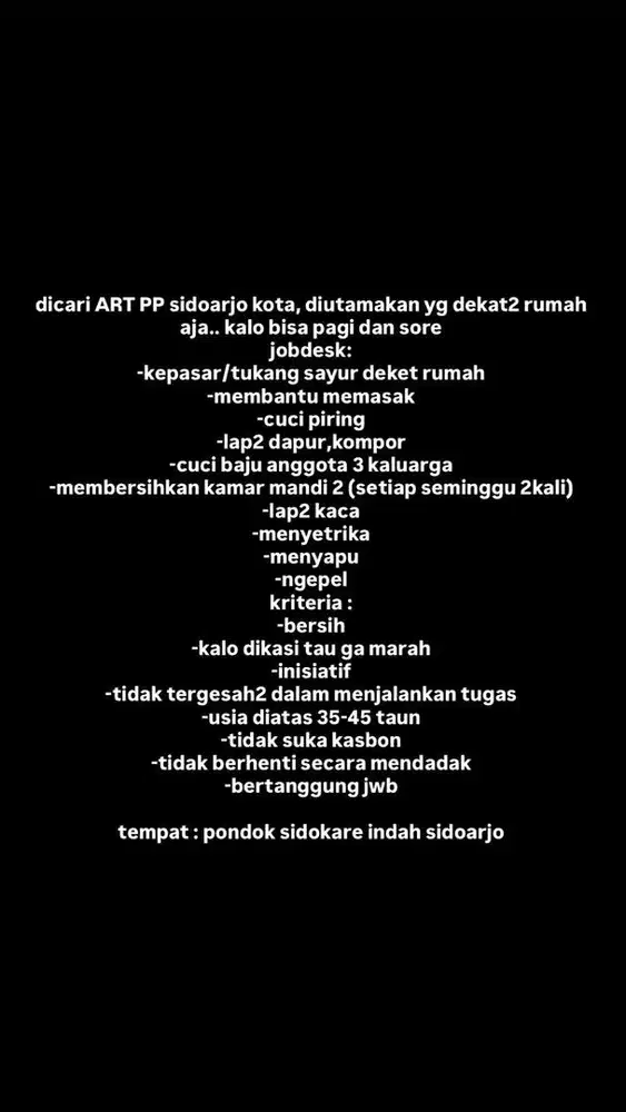 DICARI ART PP SIDOARJO KOTA SIDOKARE INDAH