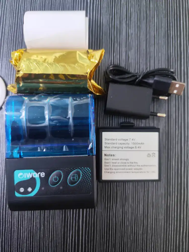 Printer Thermal Portable Iware IW-58MPC Fullset Ada Dus & Bonus Kertas