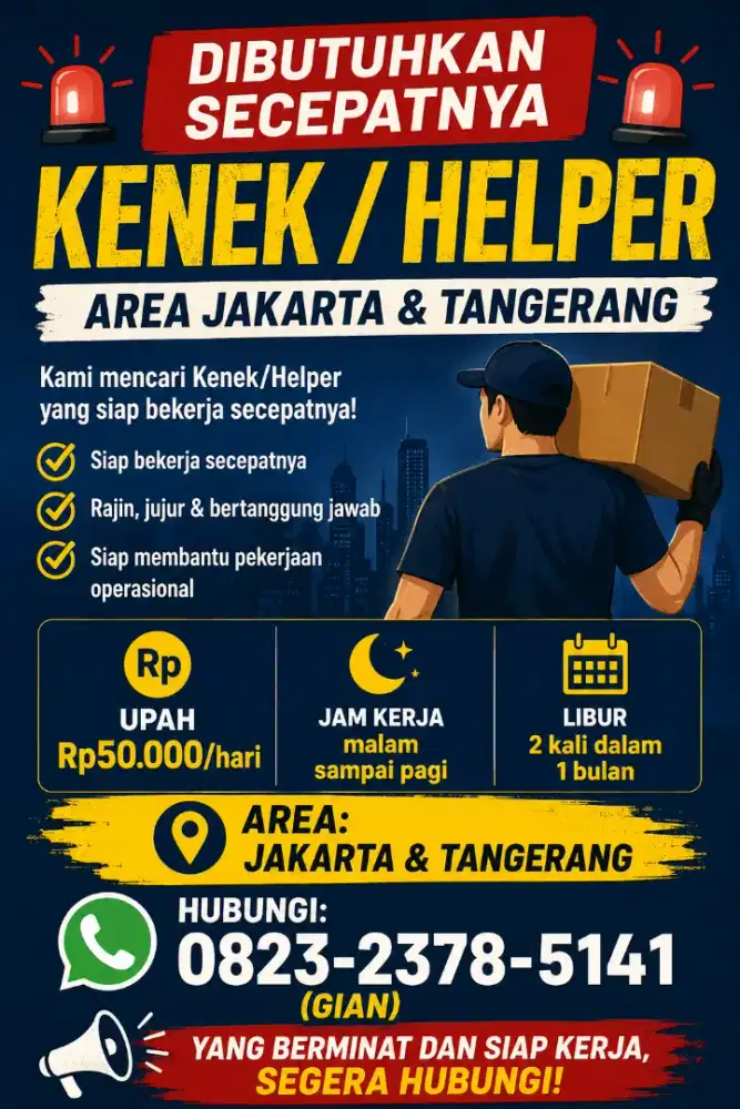Di butuhkan kenek