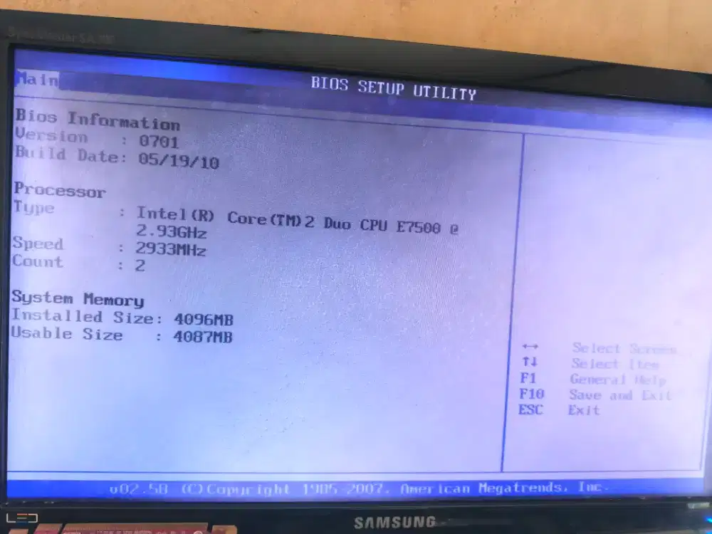 PC core 2 duo ram 4 HDD 160 GB