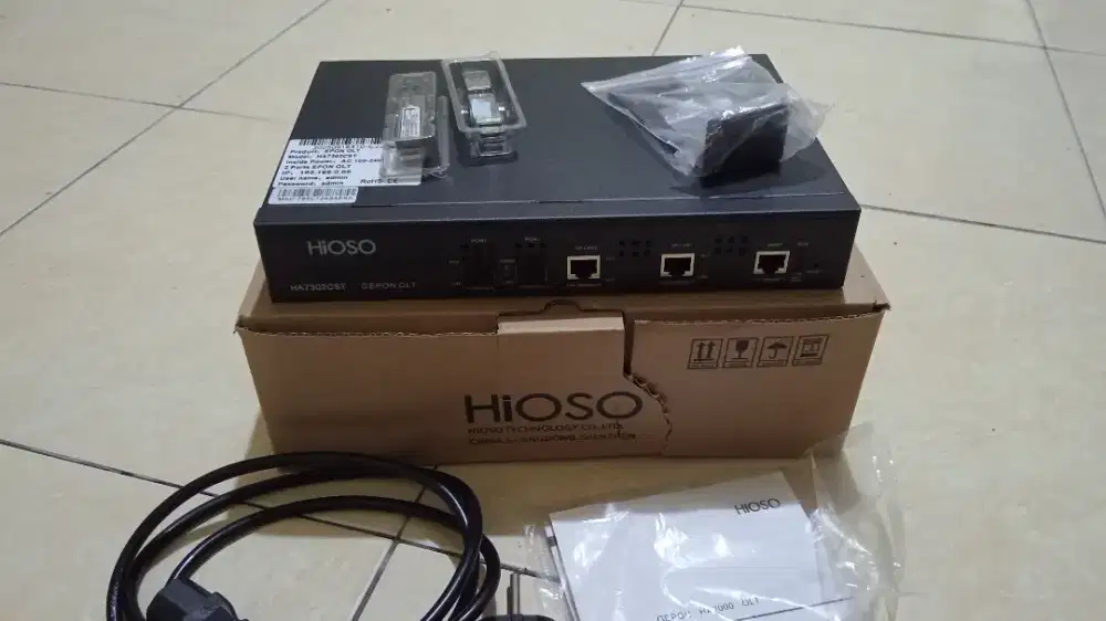 OLT GEPON HIOSO HA7302CST + 2 SFP 9db + Modem Epon ONU F477v2