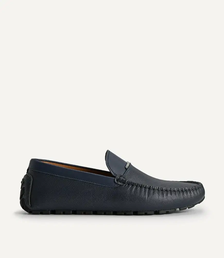 Pedro Leather Moccasins with Metal Bit in Navy