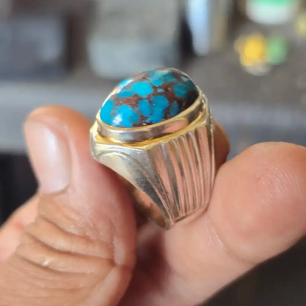 Cincin perak batu pirus