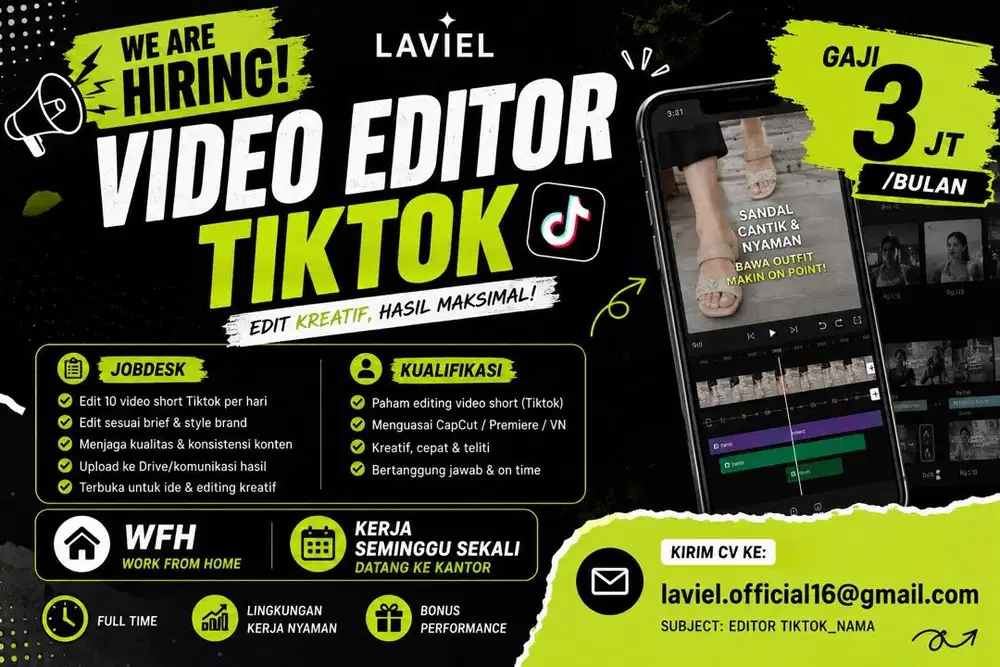 dicari editor tiktok