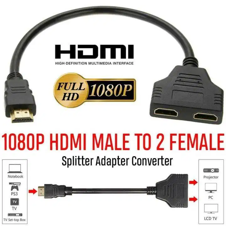 Kabel HDMI Splitter 2 Port Tanpa Power - 1 Input ke 2 Output HDTV