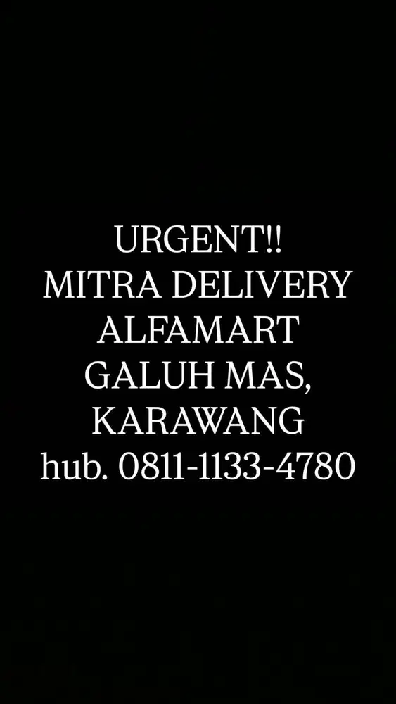 DRIVER MITRA DELIVERY ALFAMART KARAWANG GALUH MAS
