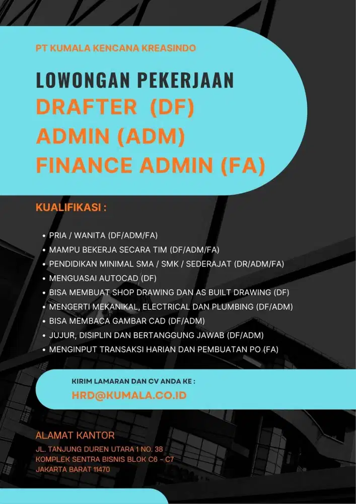 Loker Drafter, Admin dan Finance Admin