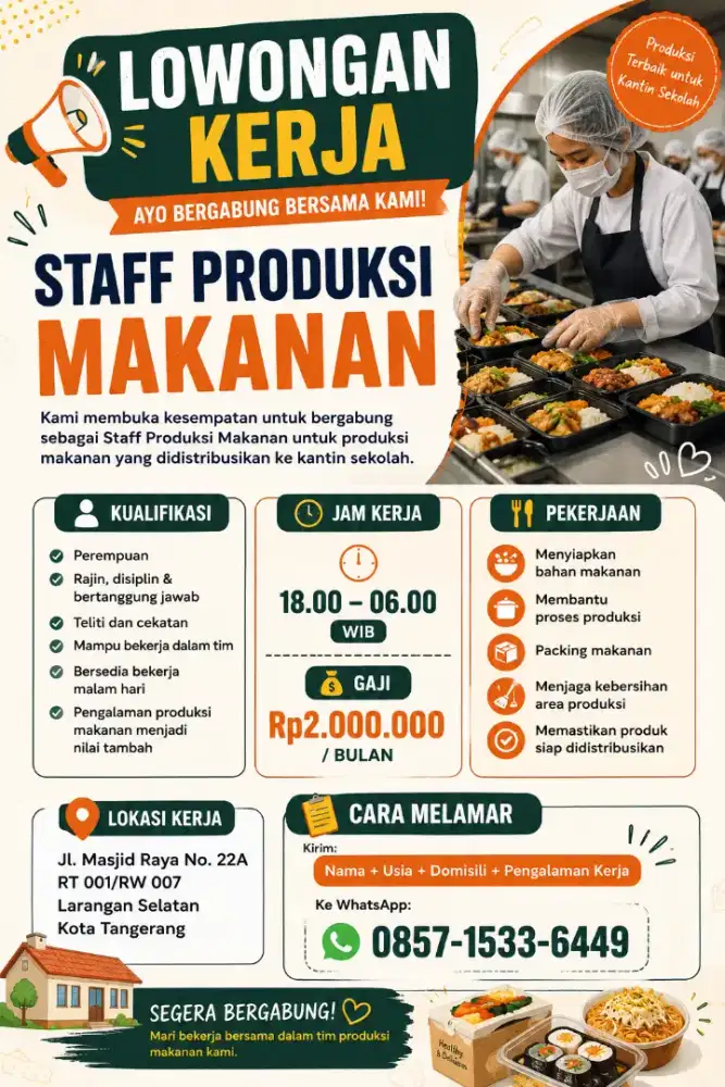 Lowongan kerja staff produksi