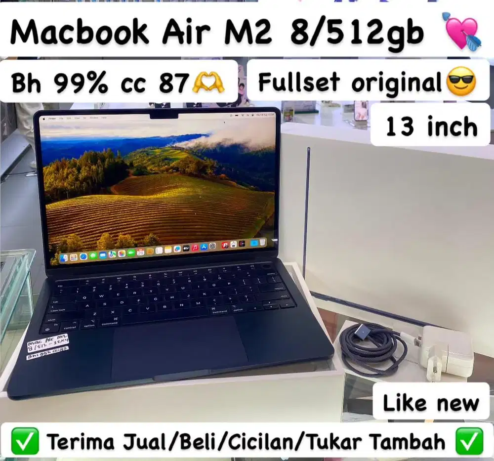 Macbook Air M2 13 inch 8/512 Gb Midnight Fullset original