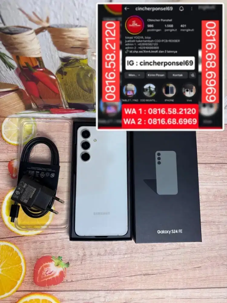 Jual hp SAMSUNG S24 fe 5g 8/512 istimewa grns resmi FRE adaptor n case