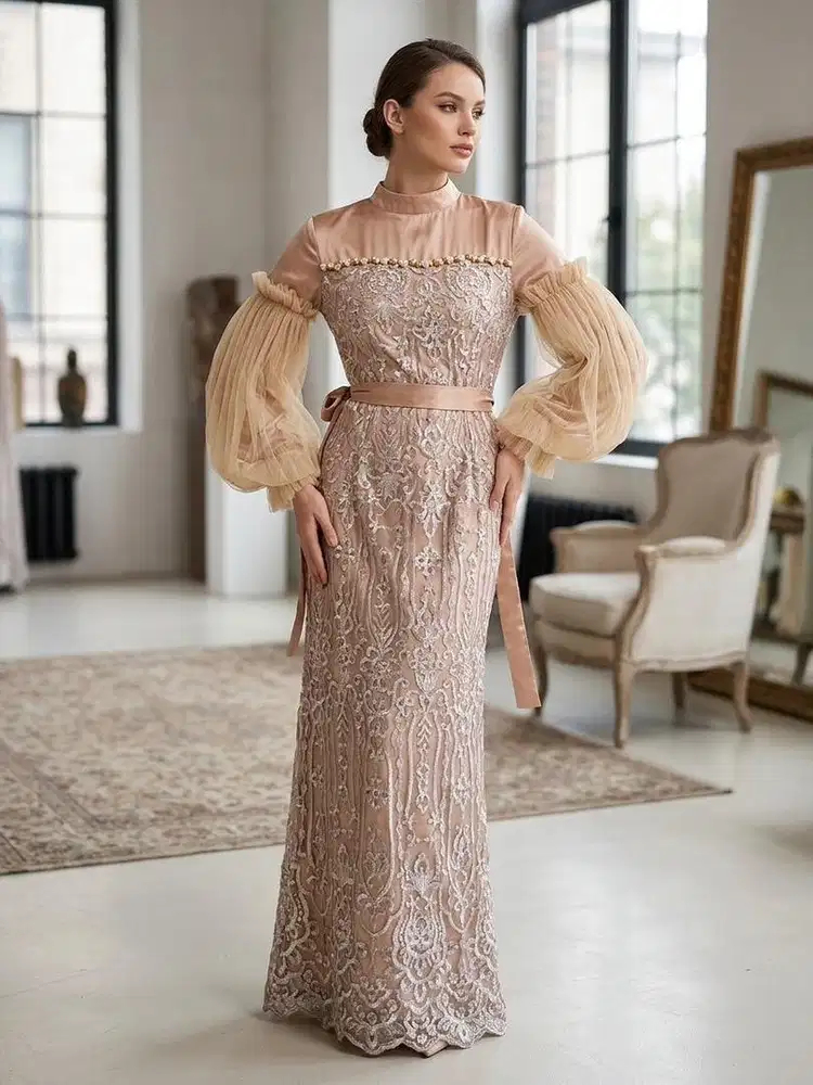 Gamis Pesta - Mewah - brukat - sale - tile - gaun mewah