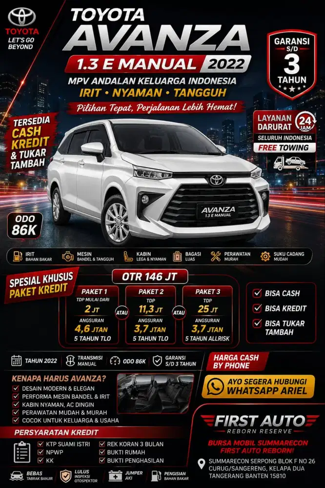 Avanza 1.3 E manual tahun 2022