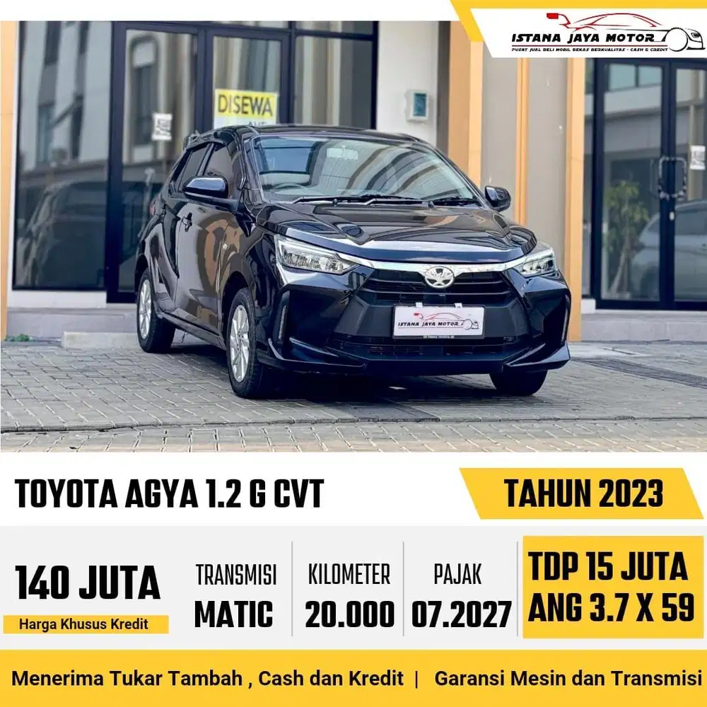 [KM 20RB] Toyota Agya G CVT 1.2 Automatic 2023 Hitam