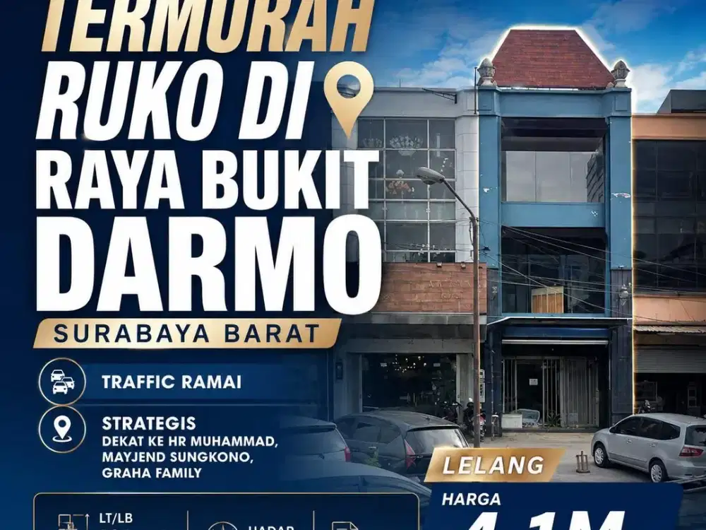 Dijual Cepat Murah Jarang Ada, Ruko di 0 Jalan Raya Bukit Darmo
