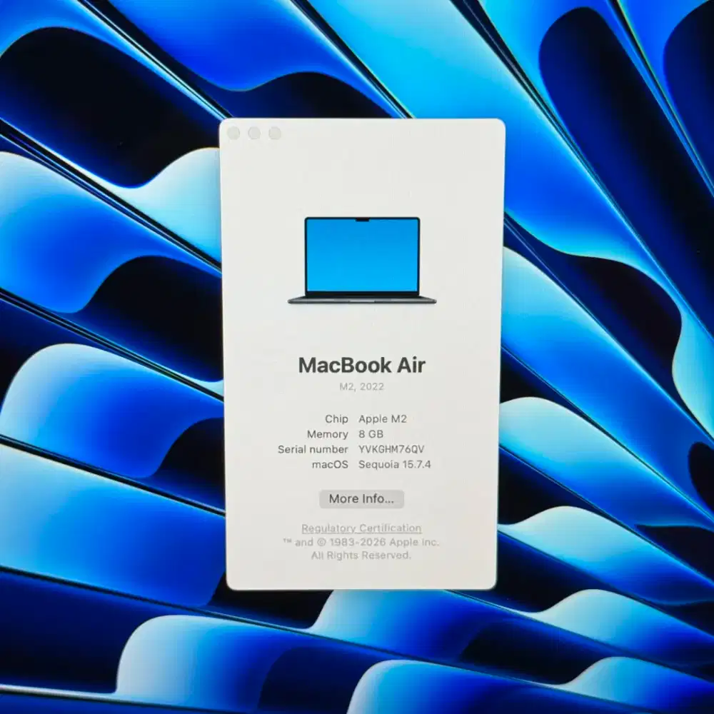 Macbook Air M2 Ram 8 Ssd 256 Layar 13 inch Full set Midnight Blue