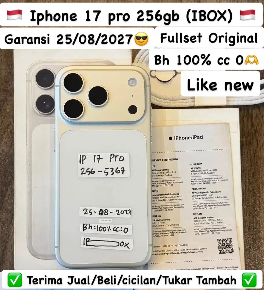 Iphone 17 Pro 256 Gb Silver Ibox Like new garansi panjang