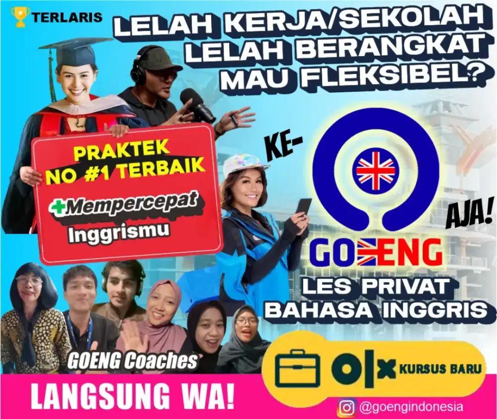 LES PRIVAT BAHASA INGGRIS/TOEFL IELTS TRANSLATE DOK/KURSUS BIMBEL GURU