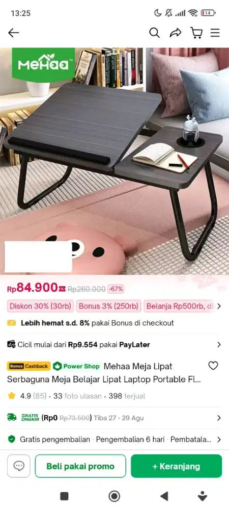 meja belajar lipat