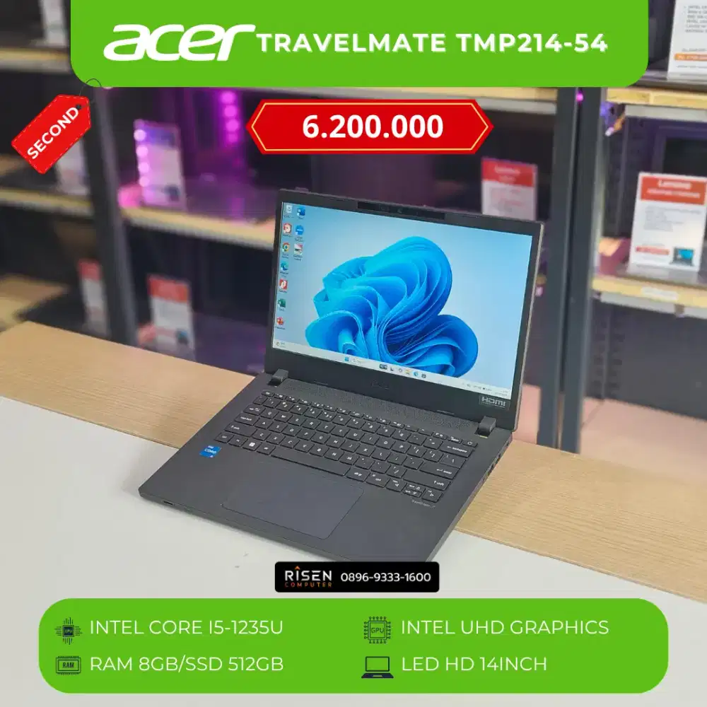 ACER TRAVELMATE TMP214-54 Intel Core I5-1235U 8/512GB HD 14Inch