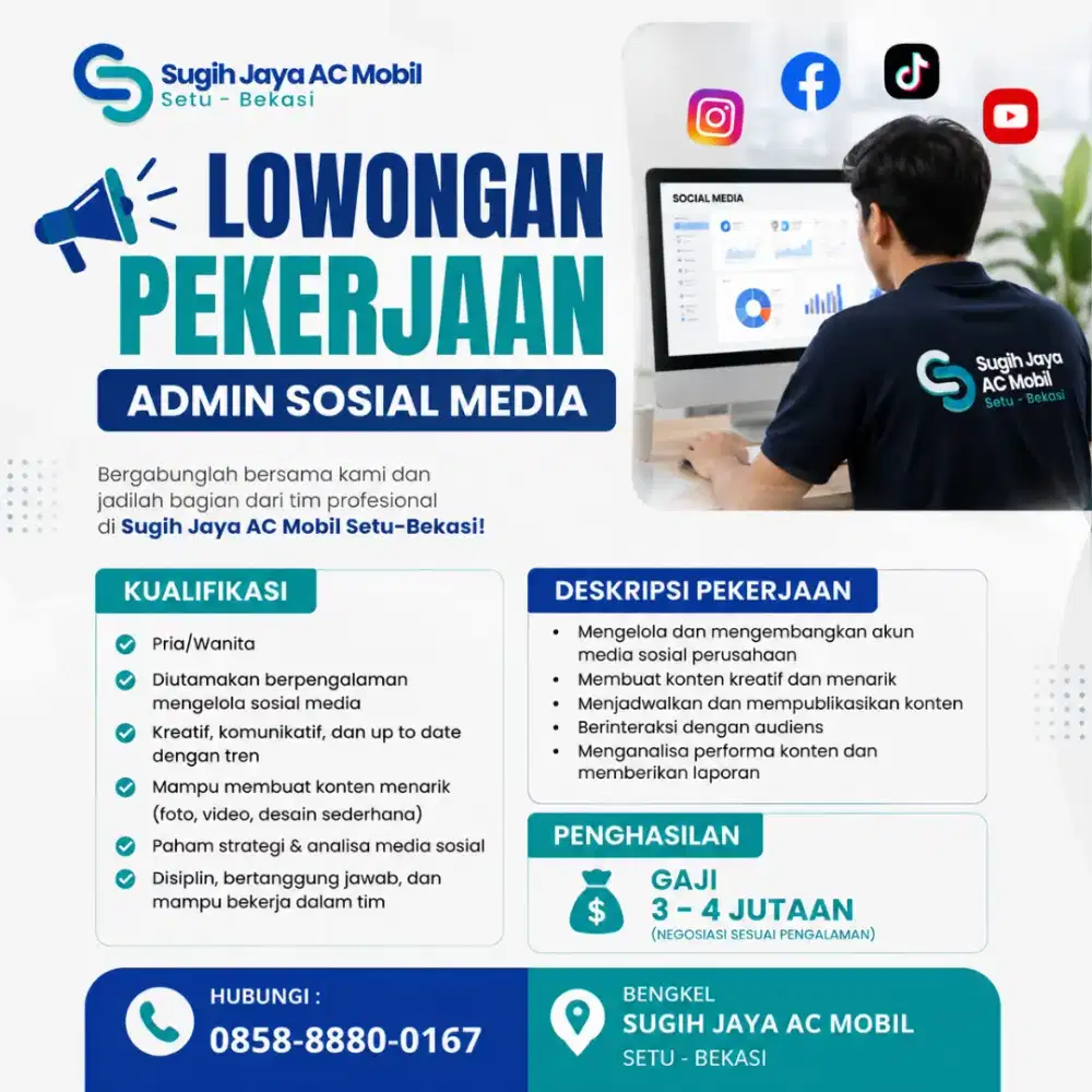 Di butuhkan segera admin sosial media