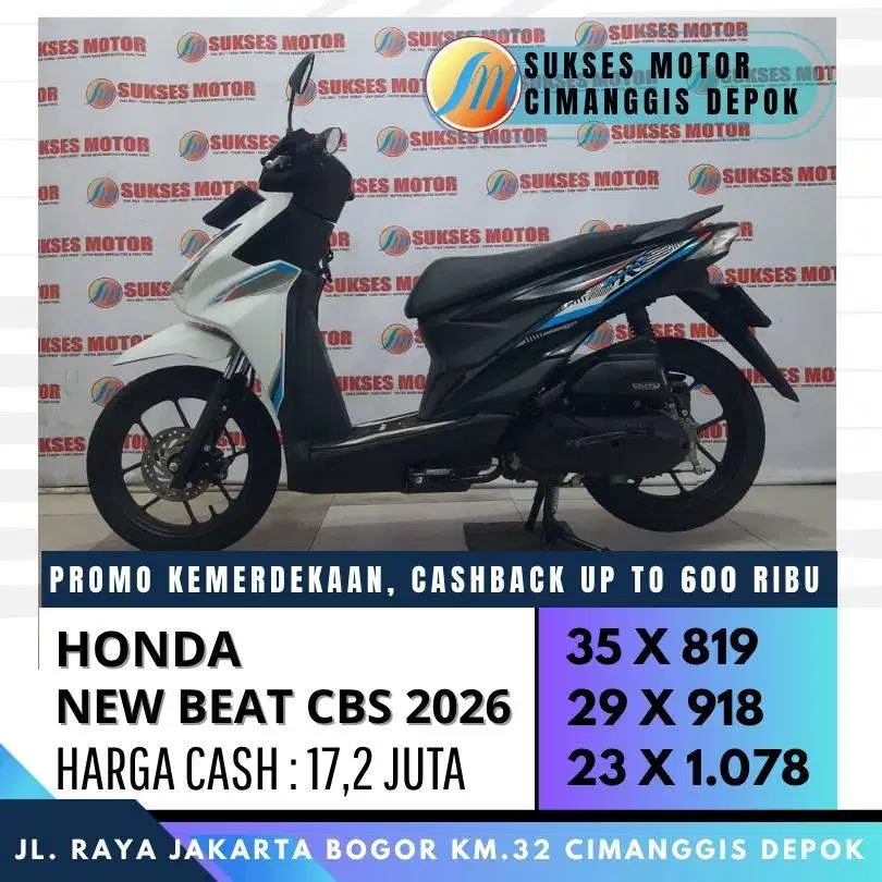 HONDA BEAT CBS 2026 CASH KREDIT CC/PAYLATER UNIT BERGARANSI