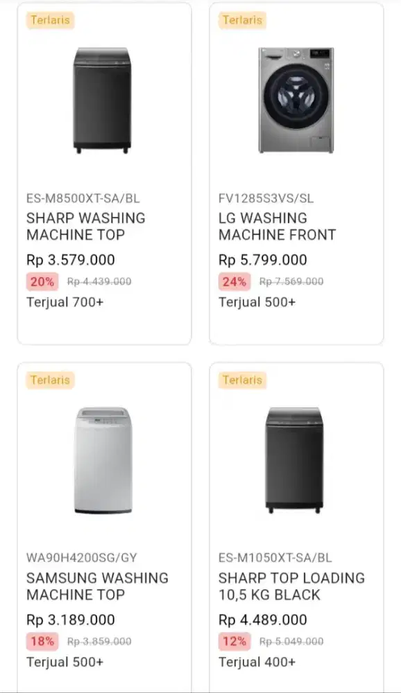 CICILAN WASHING MACHINE ALL BRAND TOP LOADING