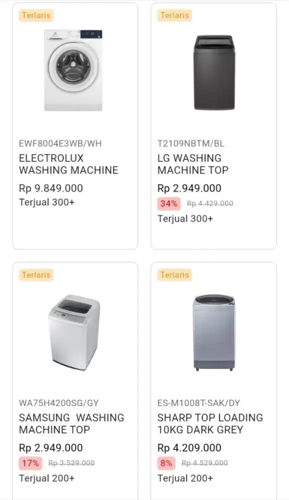 CICILAN WASHING MACHINE TOP ALL BRAND