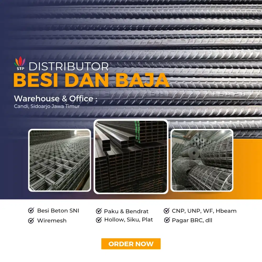 Jual besi wiremesh, besi beton sni, bendrat, paku, bondek cor.