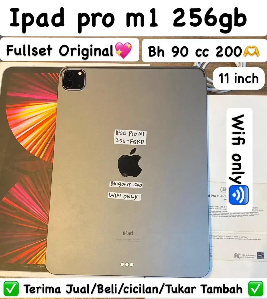 Ipad Pro M1 11 inch 256 Gb Space grey Fullset