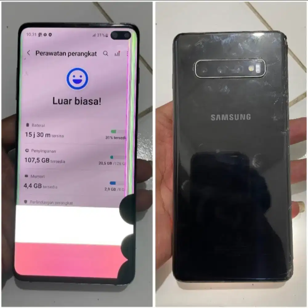 SAMSUNG S10+ (SIDIK JARI ON)
RAM 8 / 128