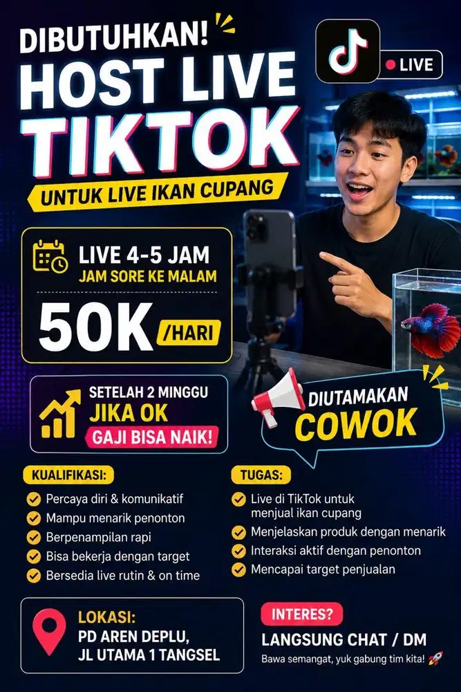 Host live tiktok ikan cupang