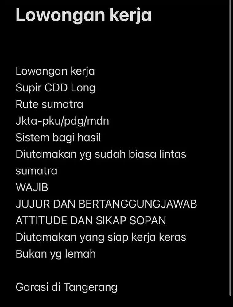 DRIVER CDDL LINTAS SUMATRA
