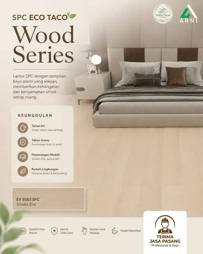 SPC ECO TACO Wood Series Tebal 5mm / Lantai Klik Premium | Anti Air