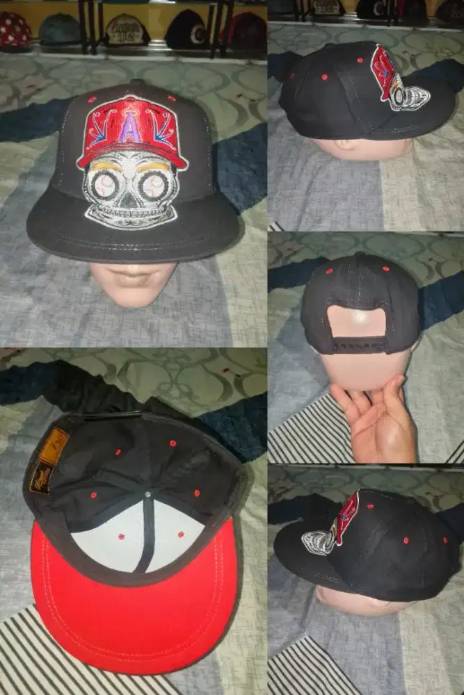 Topi fashion skull initial A