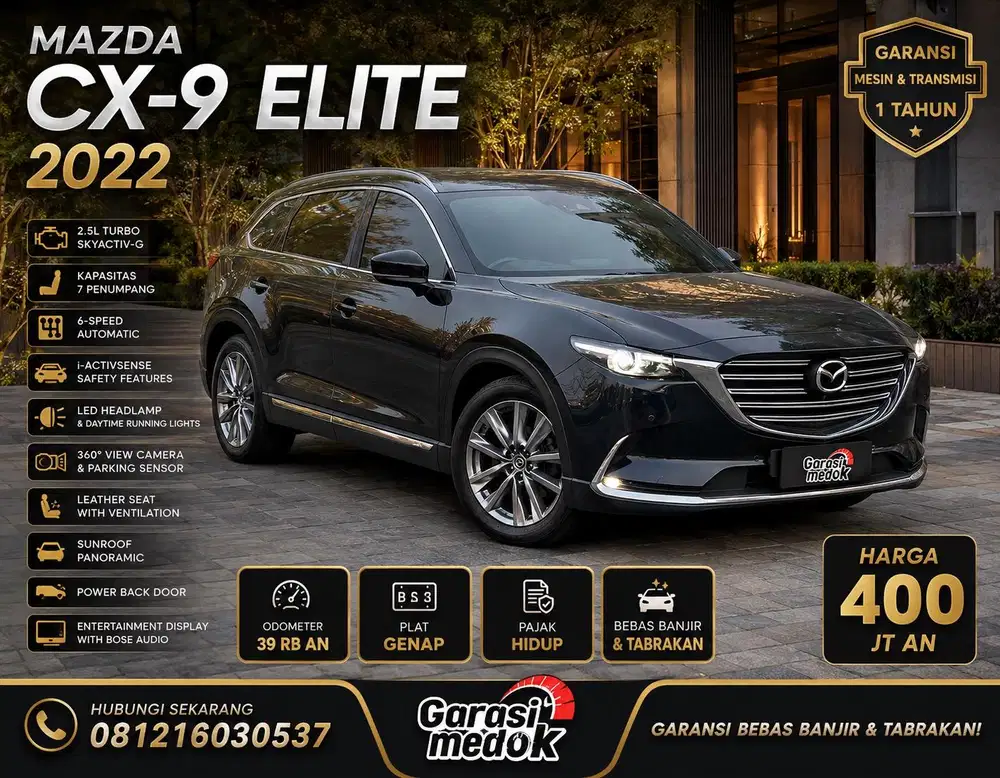 Mazda CX9 CX 9 CX-9 Elite Skyactiv-G 2022 Antik Low KM Murah Bekas Top