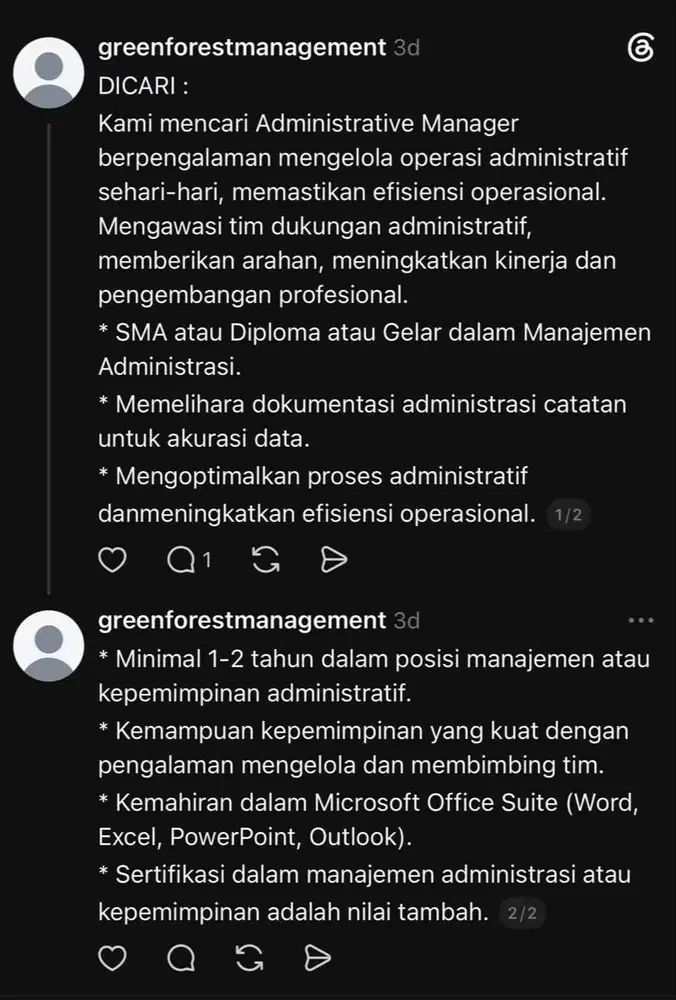DICARI ADMIN MANAGER BERLOKASI DI JAKARTA