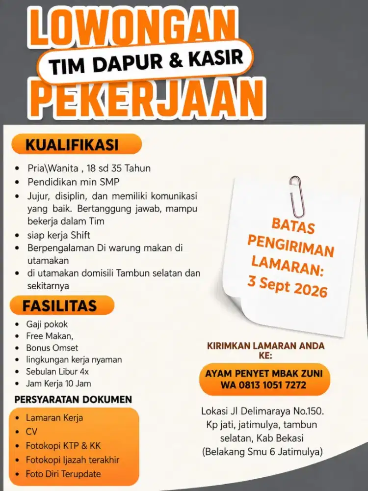 Loker Untuk Rumah Makan