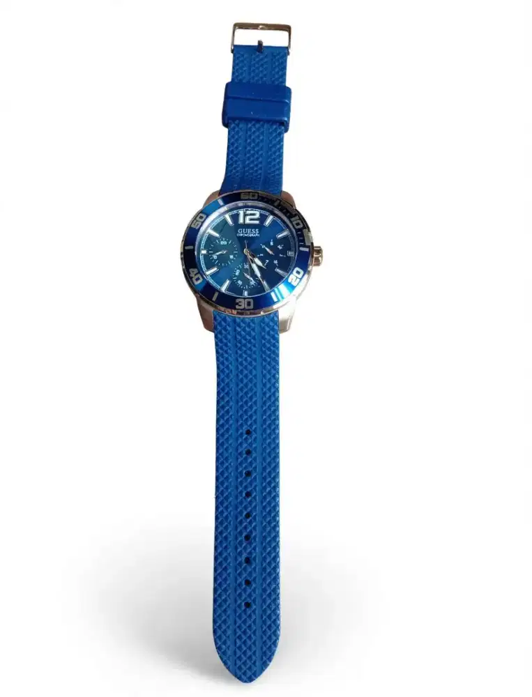 Jam Tangan Guess Chronograph Original Blue Dial - Fullset Mulus