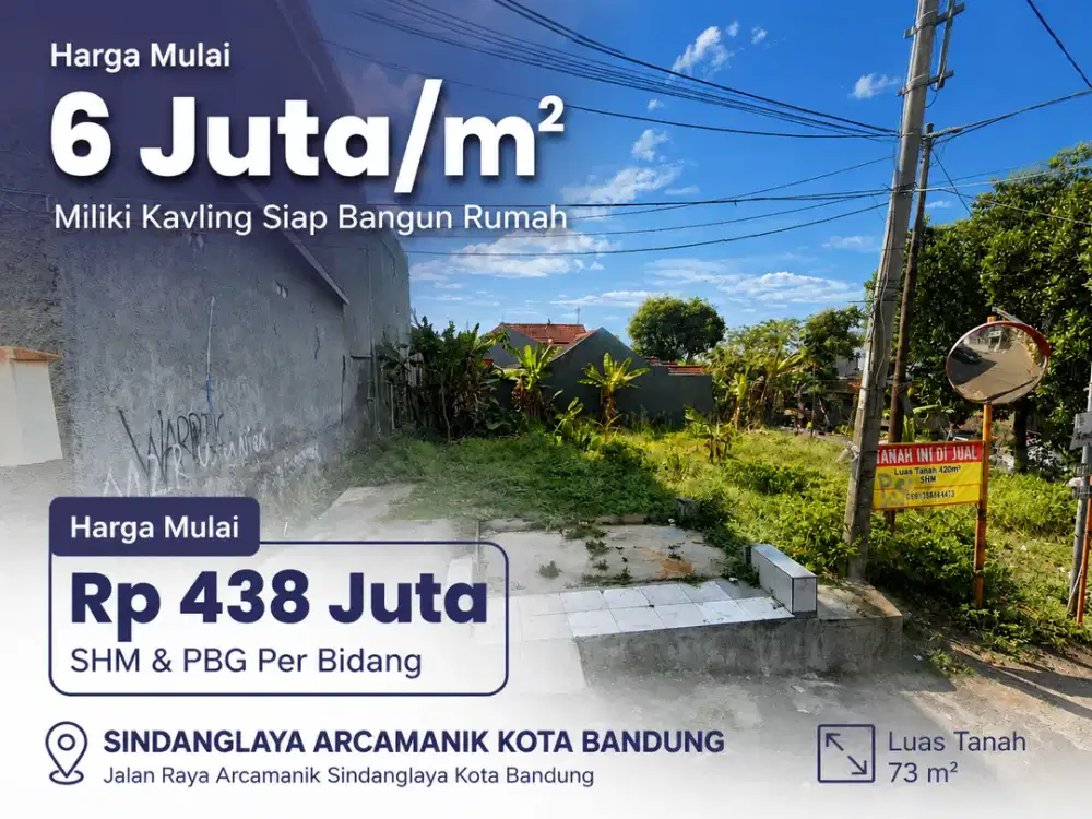 KAVLING TANAH DALAM KOMPLEK SHM 73 M2 DEKAT SPORT JABAR ARCAMANIK