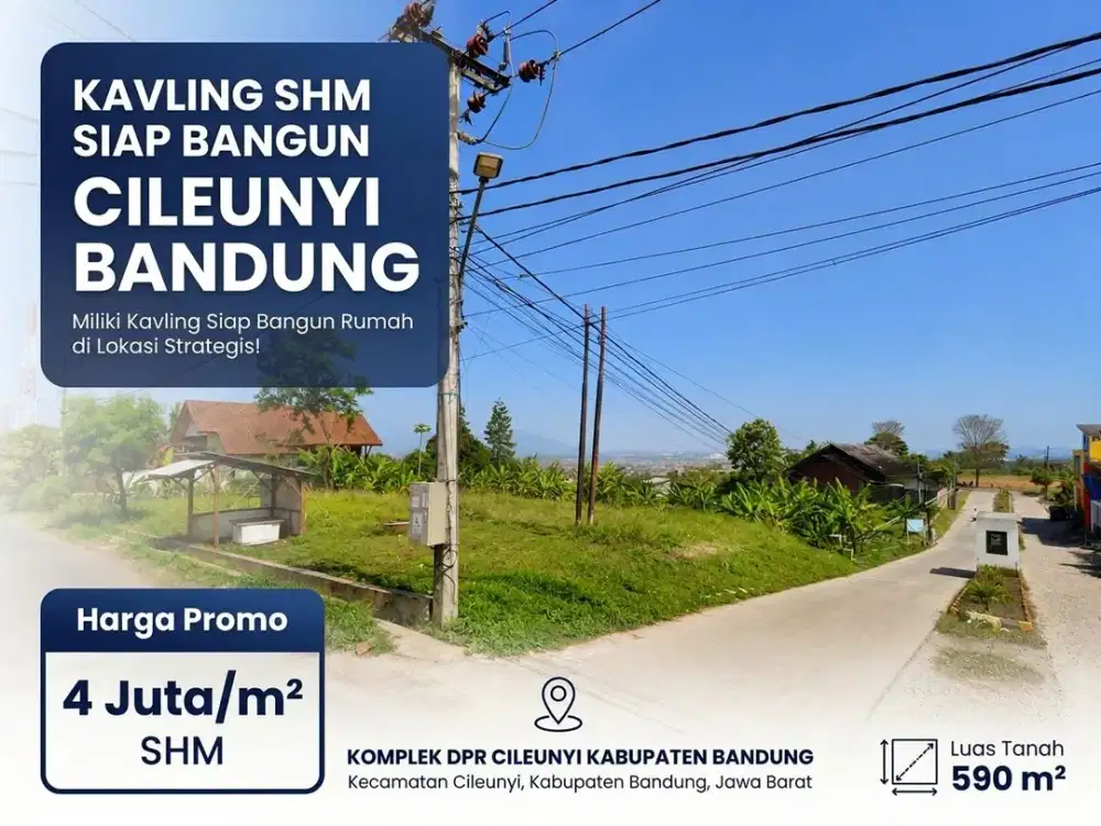 Lahan Hook Main Road SHM 590 M2 Komplek DPR Cileunyi Bandung