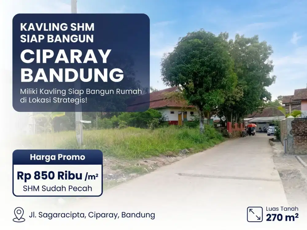 Kavling Tanah Shm 270 M2 Dekat Alun Alun Ciparay Bandung