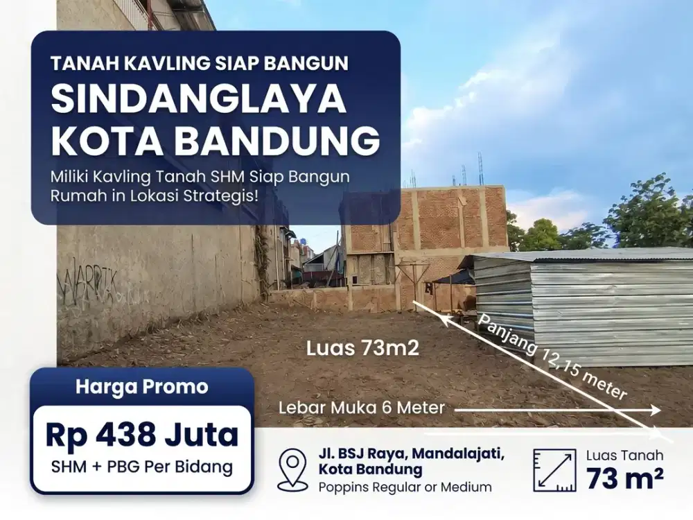 Kavling Tanah Shm 73 M2 Dekat Jalan Ah Nasution Bandung