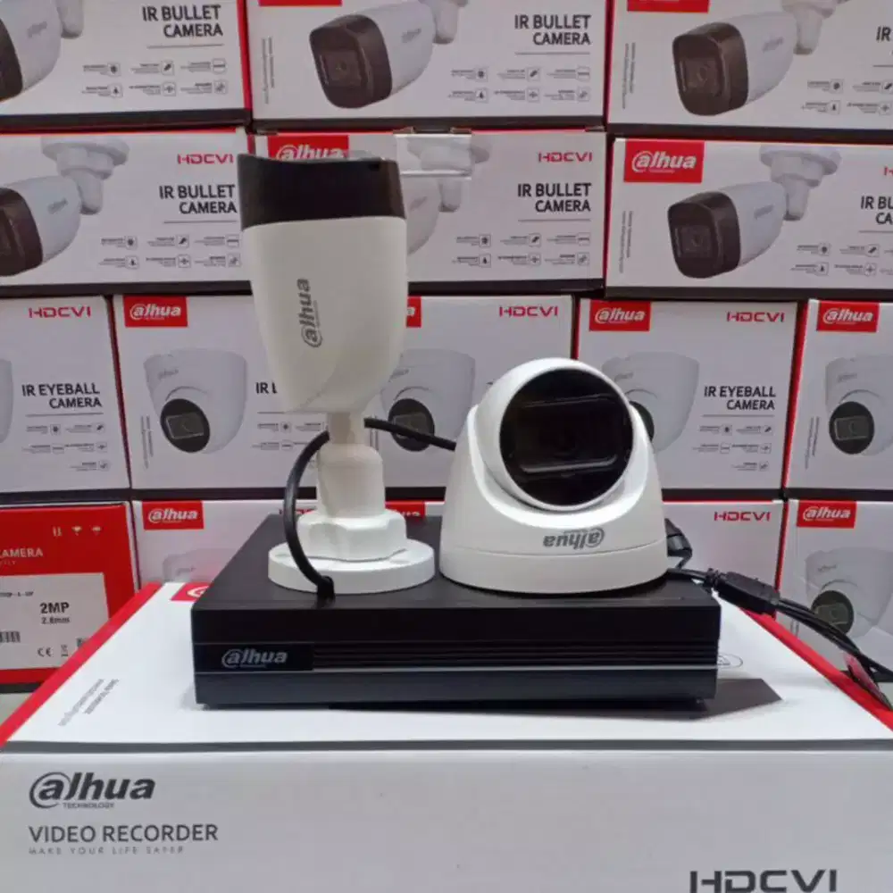 Paket cctv dahua 8 ch 4 kamera audio 2mp