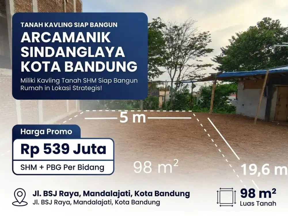 KAVLING TANAH SHM 98 M2 DEKAT JALAN AH NASUTION BANDUNG