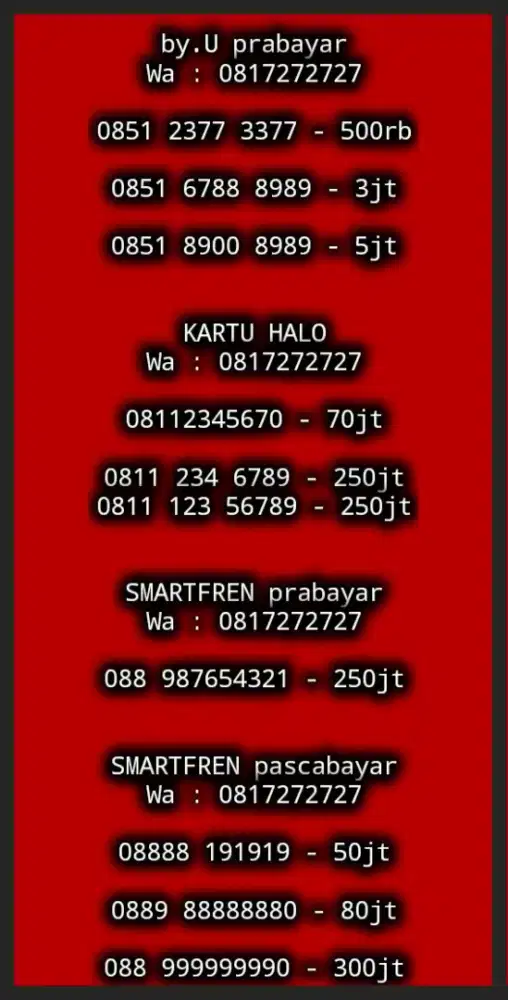 NOMOR CANTIK by.U || KARTU HALO || SMARTFREN