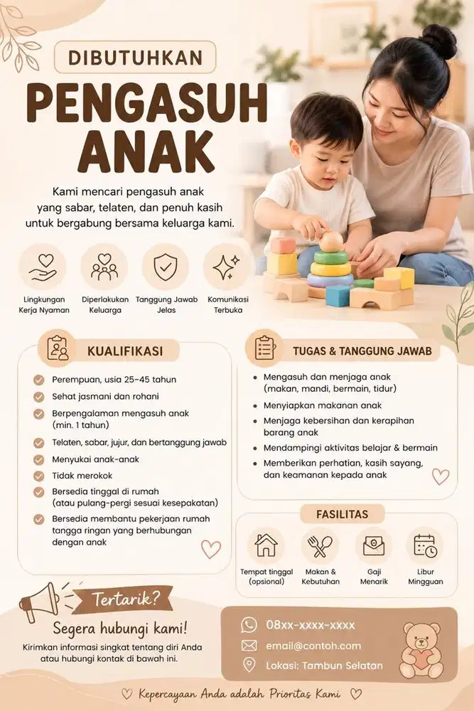 Pengasuh anak/ ART (MENGINAP)