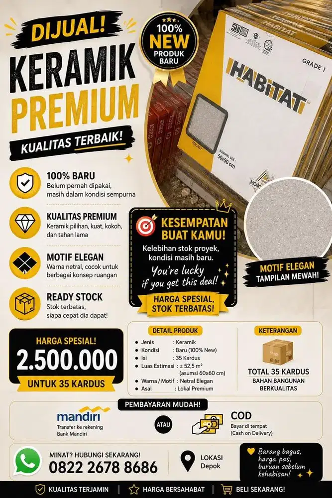Keramik Premium Habitat Mono Calibre 50×50 cm – Grade 1 35 DUS