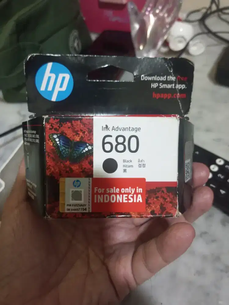Tinta printer hp hitam  680 baru original