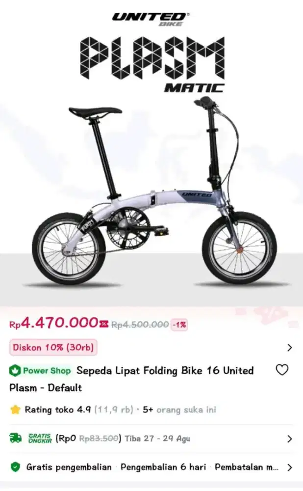JUAL BU SEPEDA UNITED PLASM MATIC